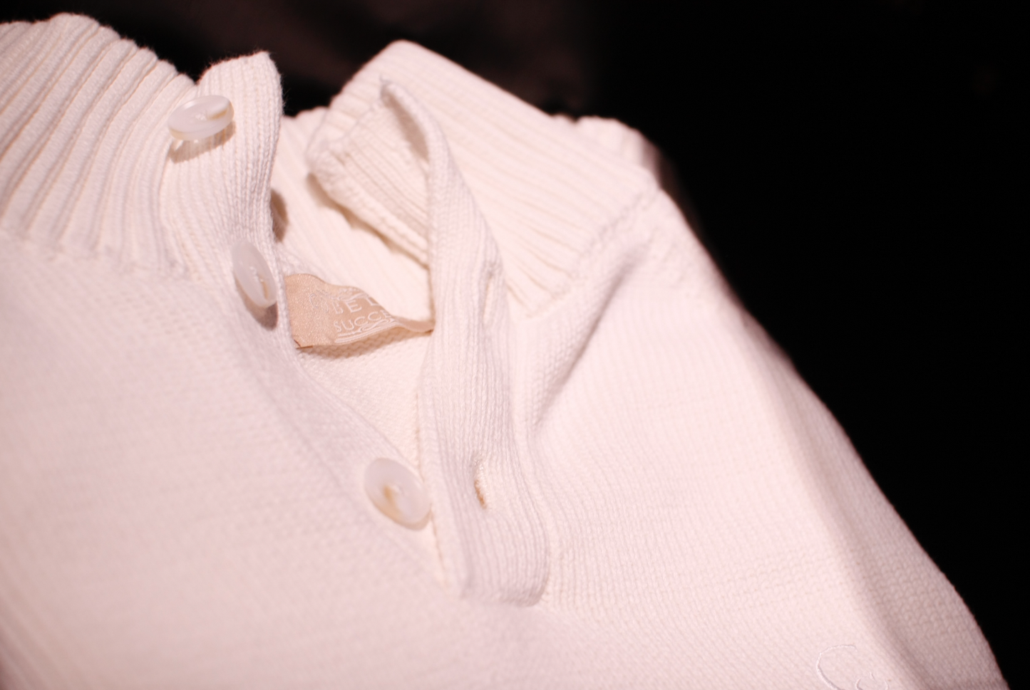 White-Silver Quarter button sweater